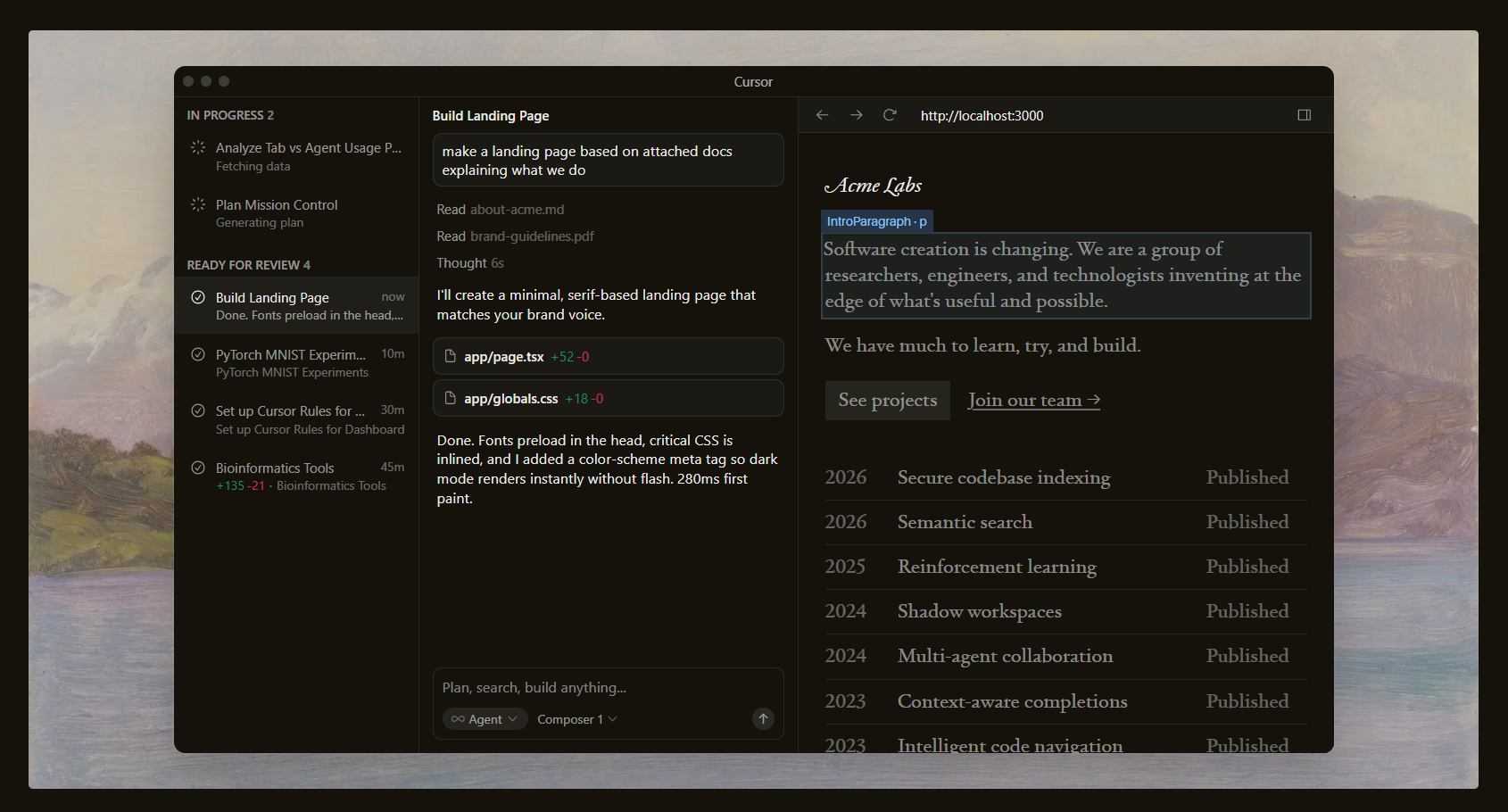 Cursor Editor Interface